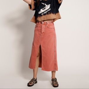 NWT One Teaspoon 34 CORAL STUDDED ROCKO LONG SKIRT